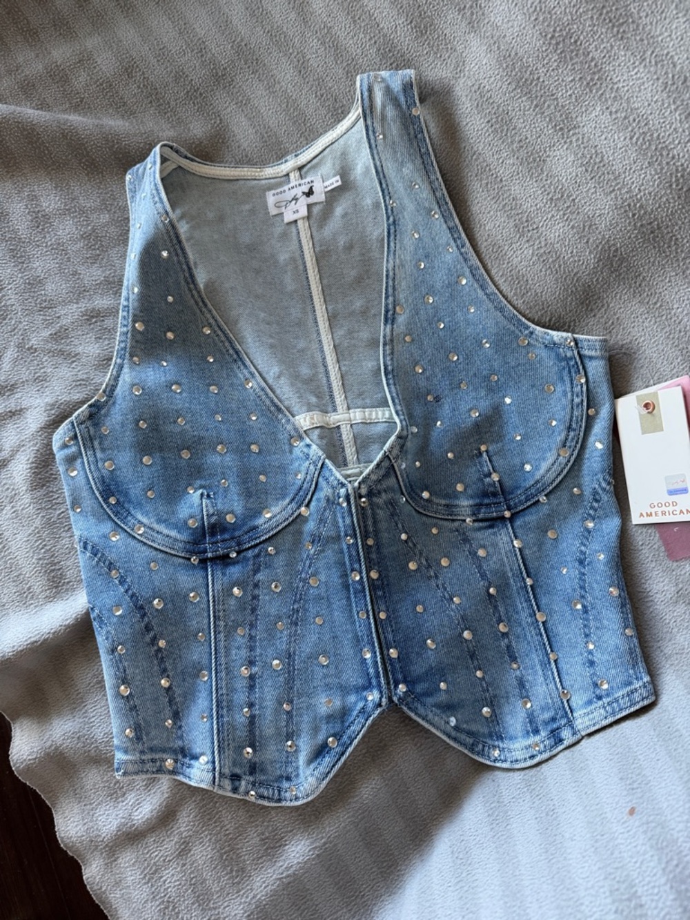 NWT Good American Denim Dolly Vest XS